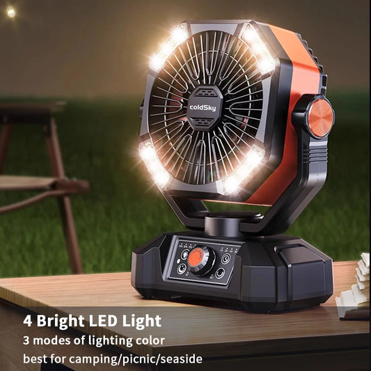 Radiator Fan 20000mAh Battery Camping Fan 4 LED Lantern 8 Speeds Desk Fan Portable Outdoor Fan for Tent Power Outages Jobsite